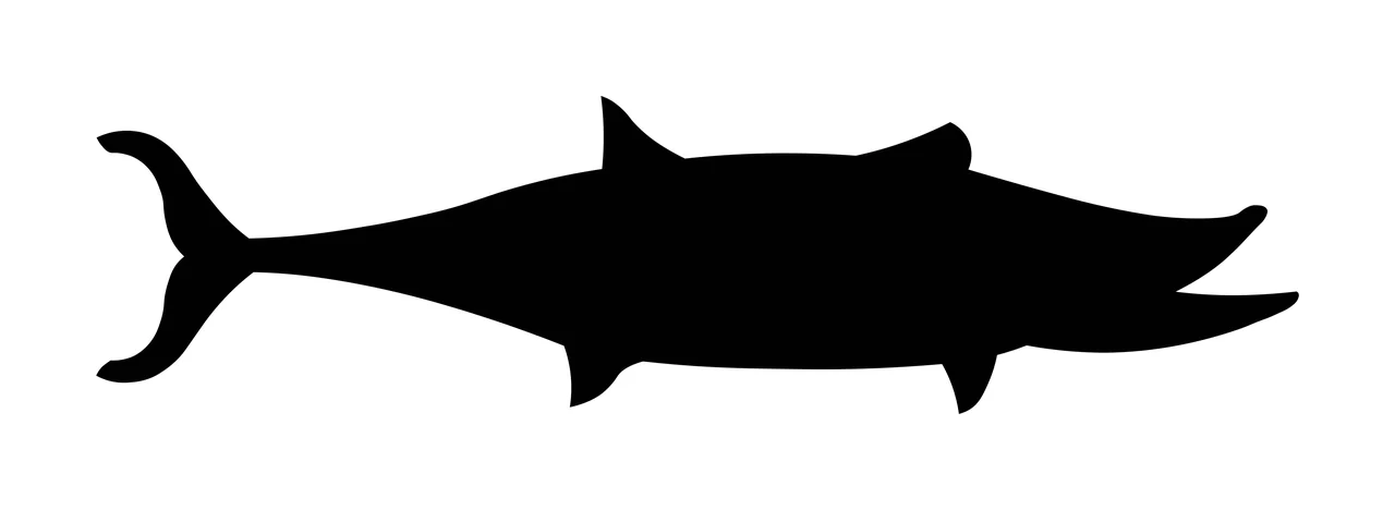 Black Fish Silhouette Side View swimming fins tail marine animal