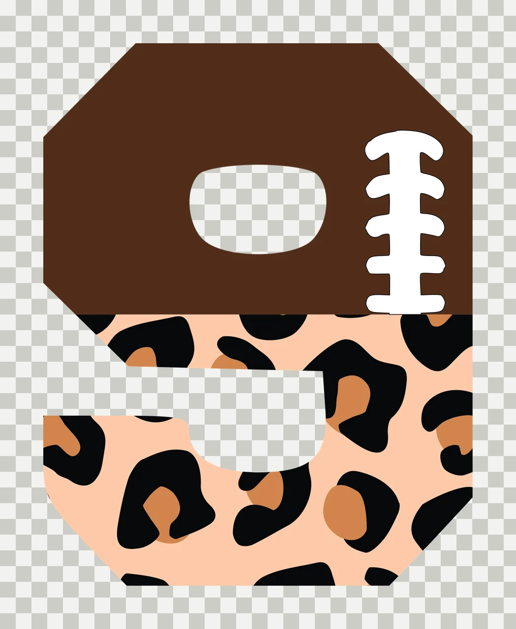 Football Font Half Leopard Character 26 american gridiron touchdown transparency and detail preview thumbnail