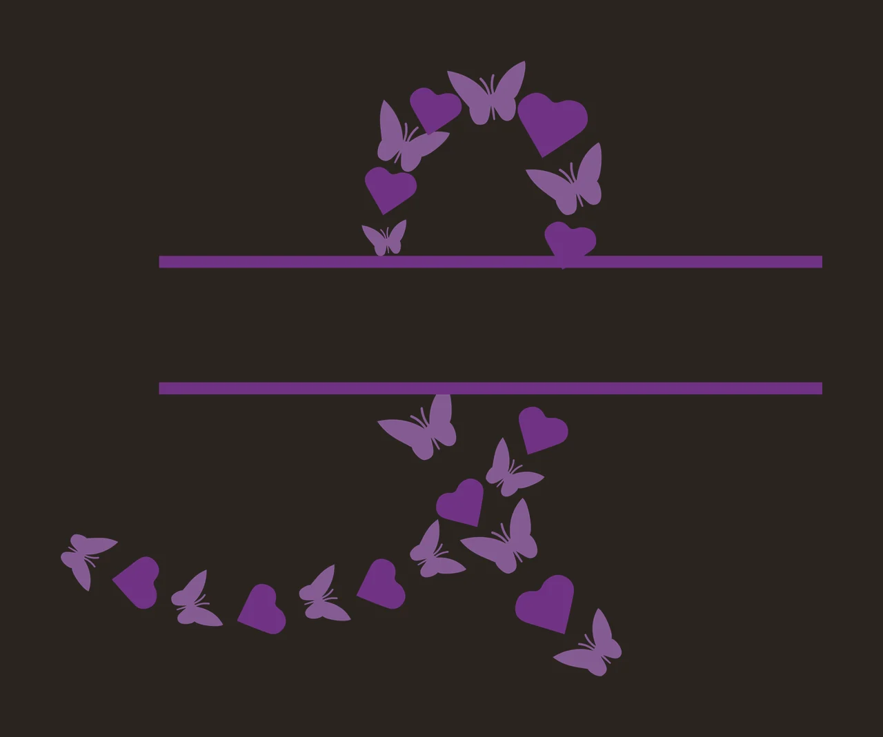 Elegant Butterfly And Heart Frame With Empty Center decorative border contrast preview thumbnail