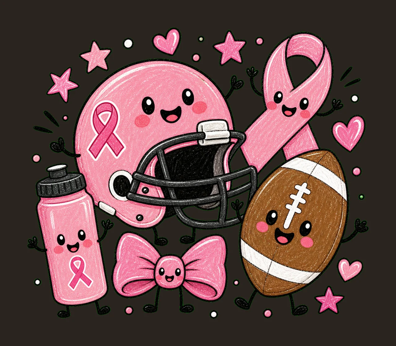Tackle Breast Cancer Cute Football Awareness Design contrast preview thumbnail