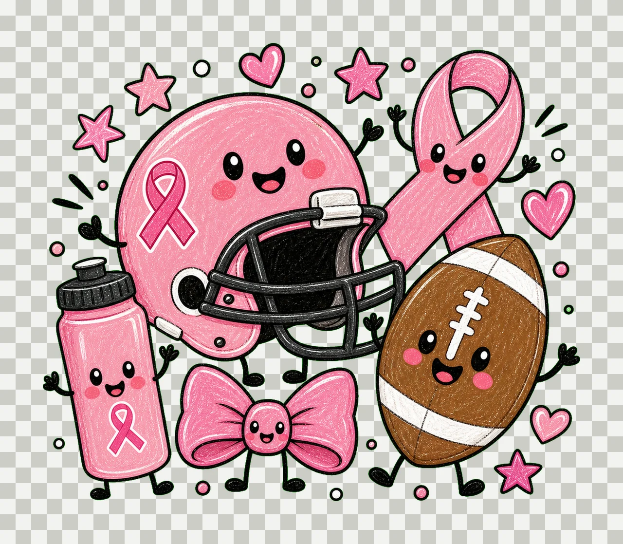 Tackle Breast Cancer Cute Football Awareness Design transparency and detail preview thumbnail