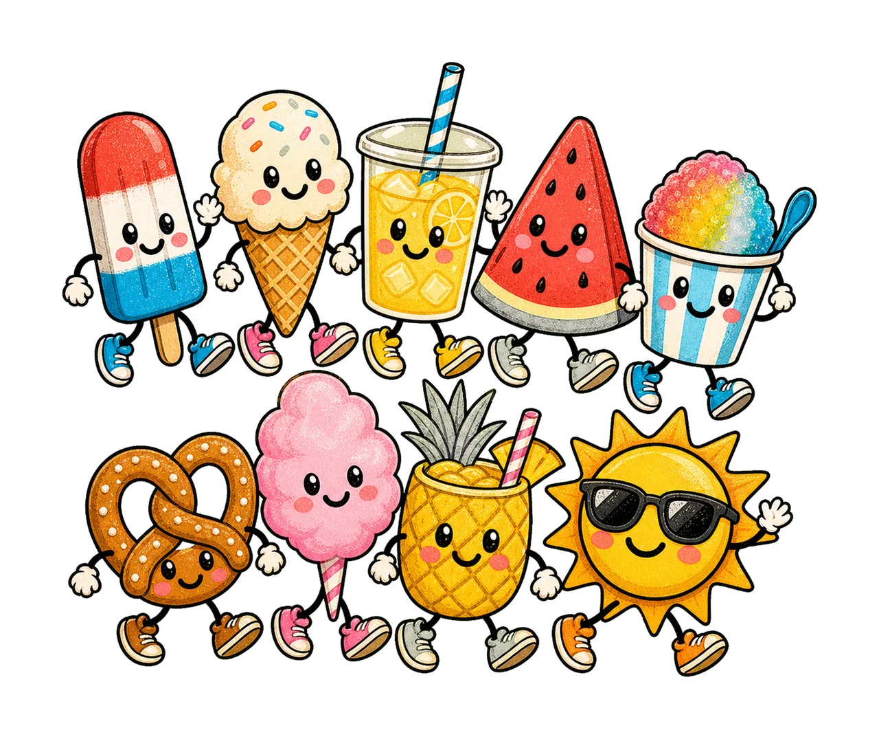 summer snacks 01 walking lineup sublimation instant shirt