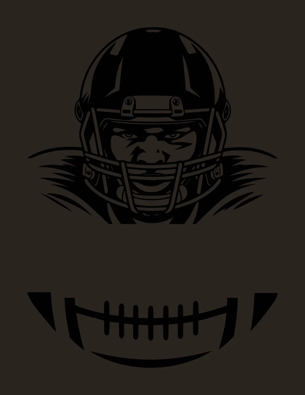 Football Helmet Front View Graphic stationary grid detailed silhouette contrast preview thumbnail