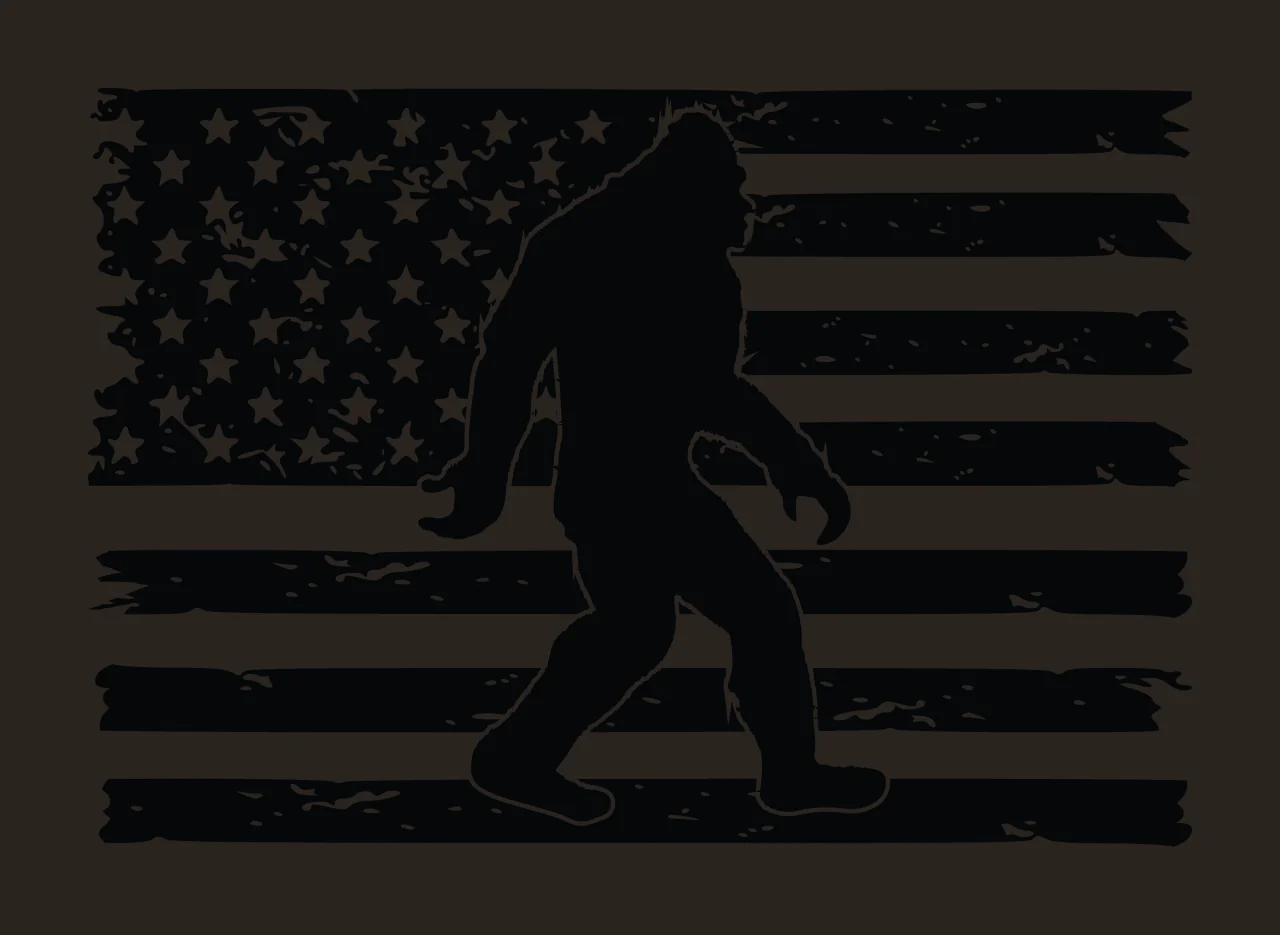 Flag Bigfoot Walking Before Distressed Stripes stars silhouette contrast preview thumbnail