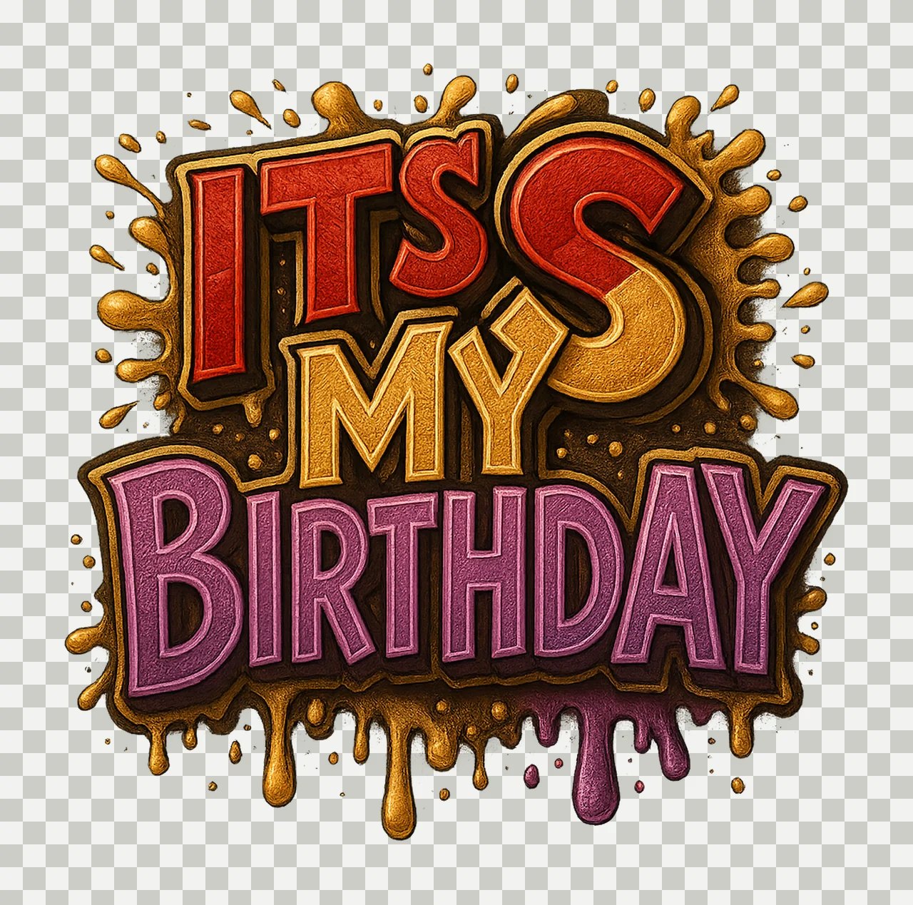 Its My Birthday Sublimation Design Celebration Art Fun Party transparency and detail preview thumbnail