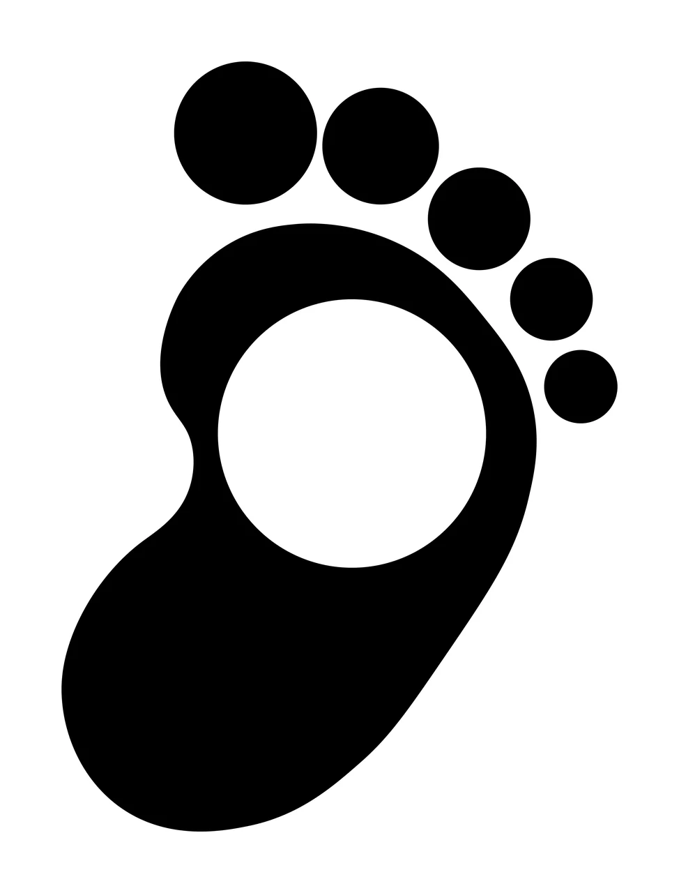 Footprint With White Circle Icon toes flat black hole silhouette