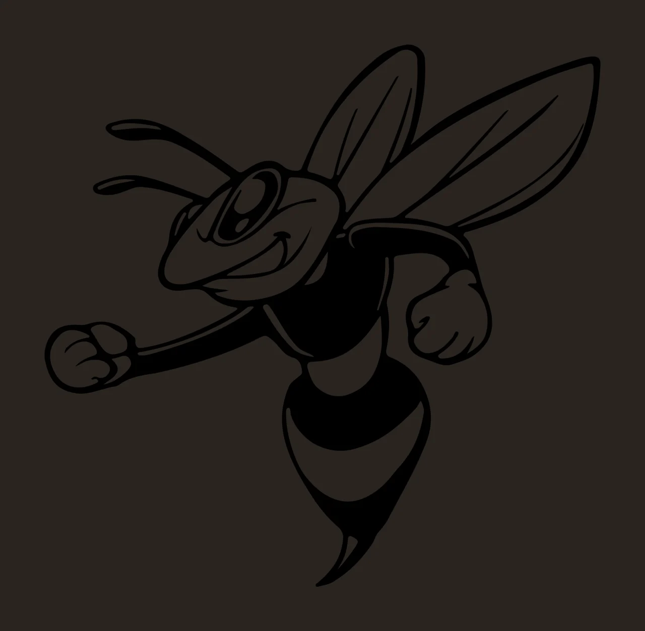 Black And White Wasp Mascot Illustration contrast preview thumbnail