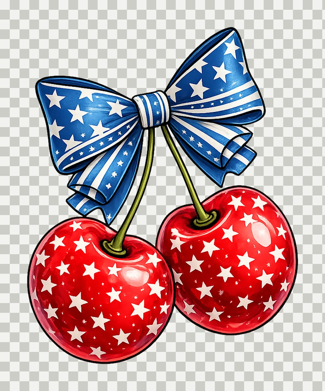 Coquette American flag Cherry Bow Design 4th of July transparency and detail preview thumbnail