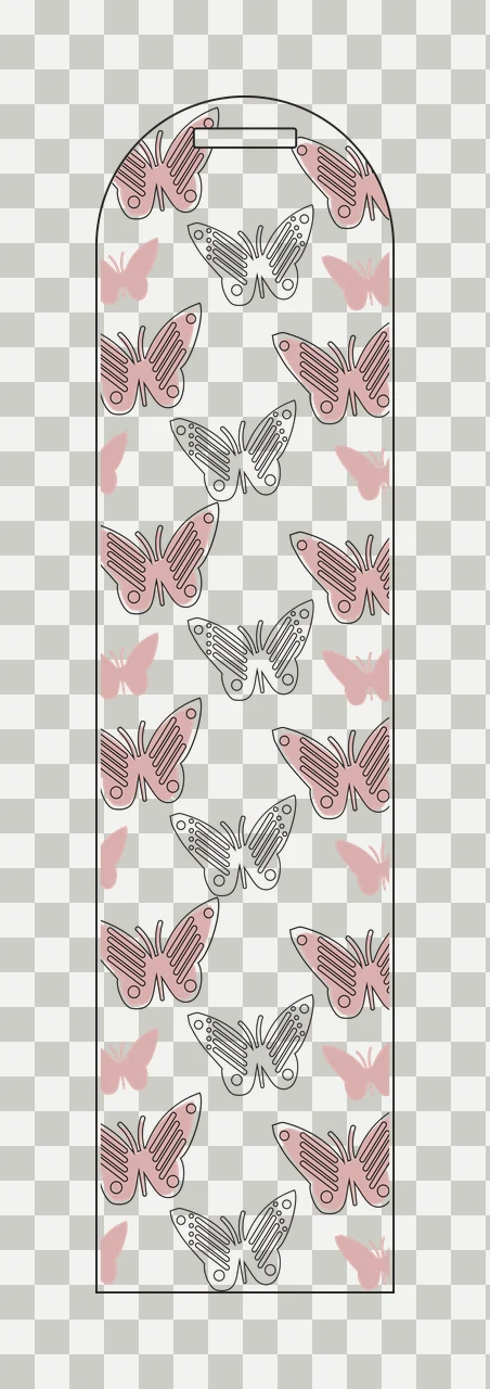 Butterflies Vertical Patterned Decorative Strip flying silhouette and transparency and detail preview thumbnail