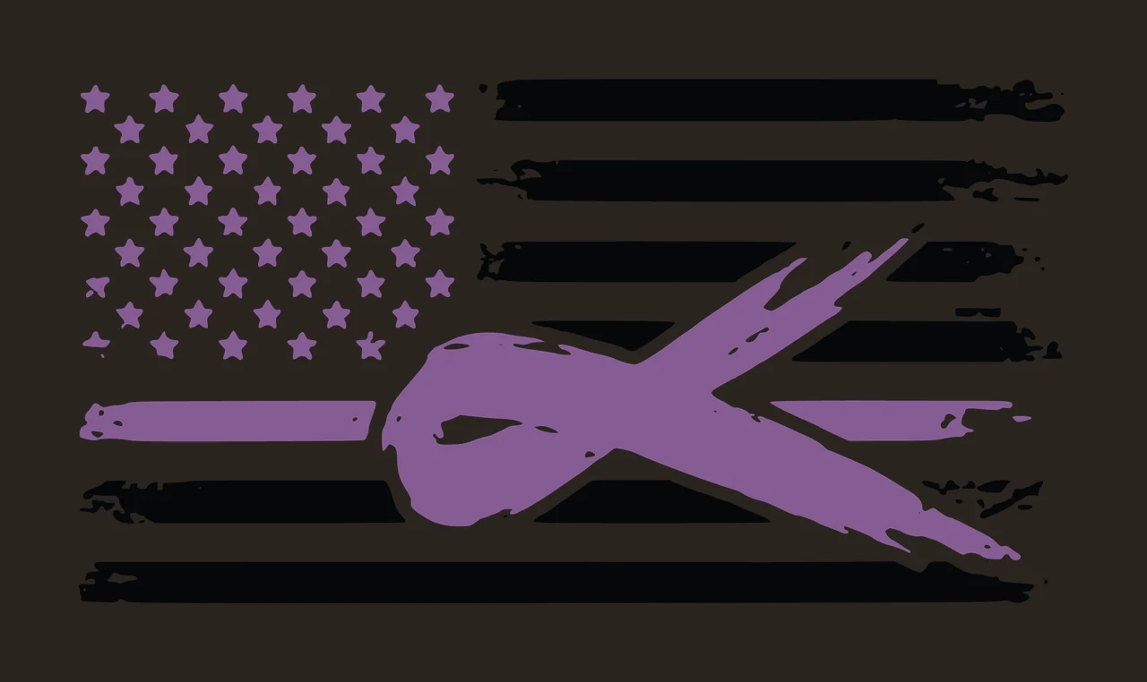 Awareness American Flag With Diagonal Ribbon display stars contrast preview thumbnail
