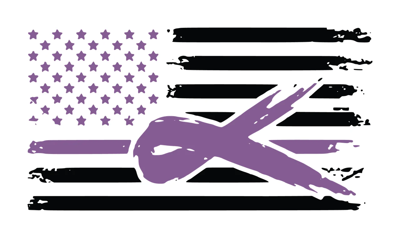 Awareness American Flag With Diagonal Ribbon display stars