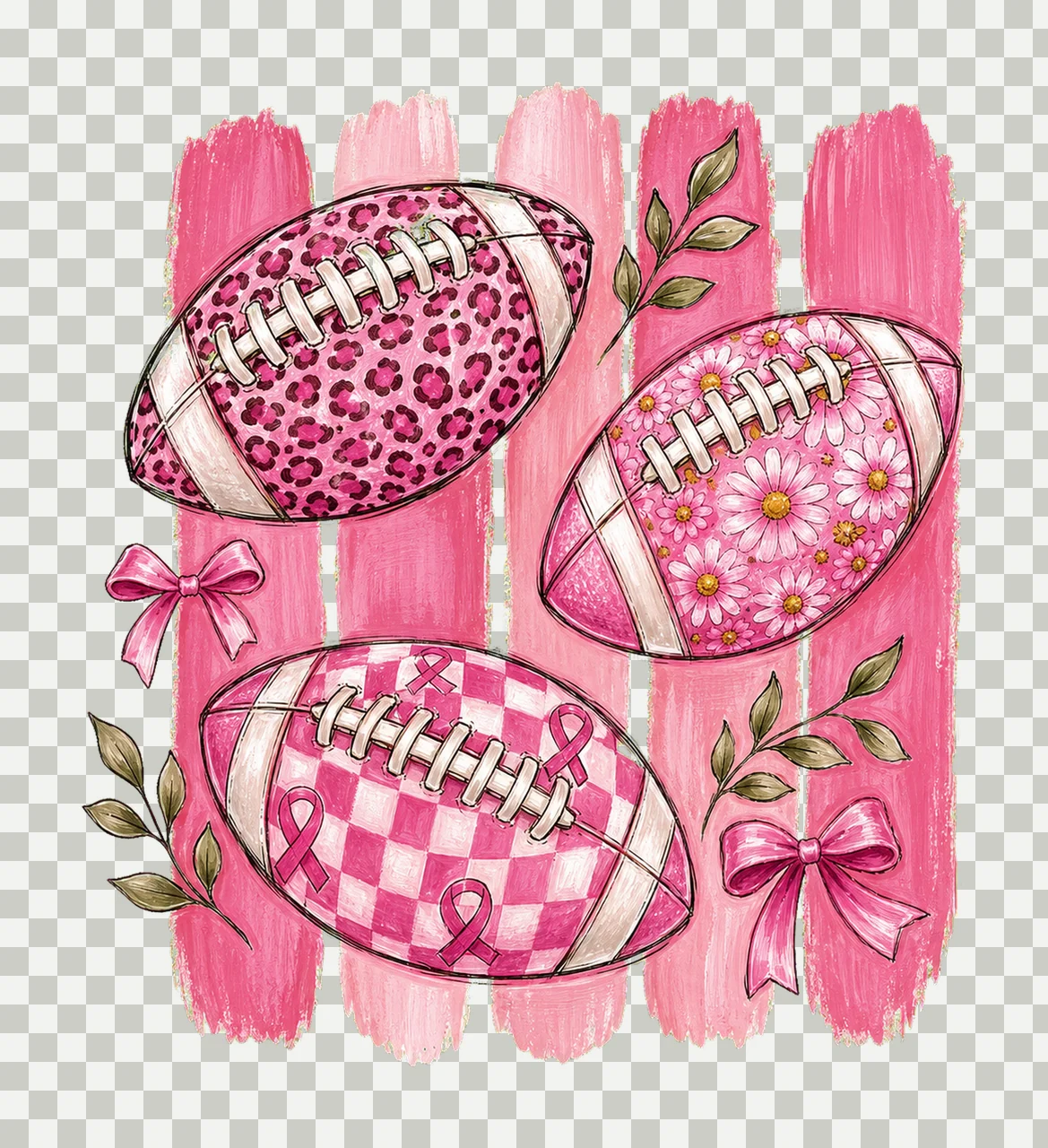 Breast Cancer Football Pink Out Pink Floral Variation B transparency and detail preview thumbnail