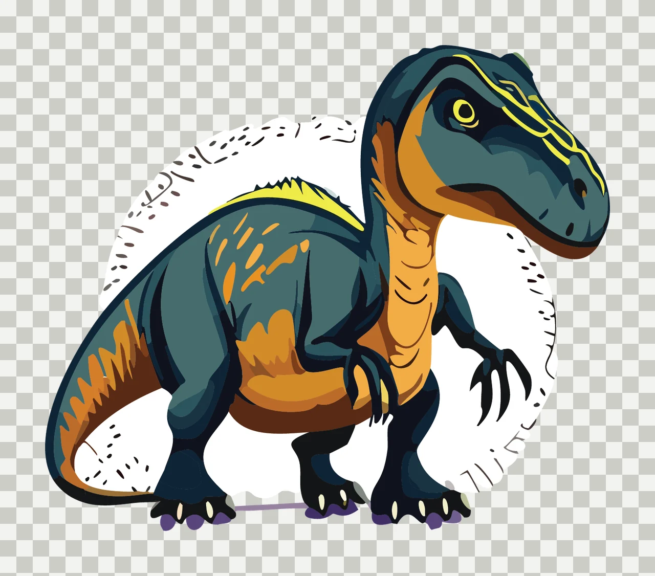Dinosaur Silhouette In Sitting Position tail claws black animal transparency and detail preview thumbnail