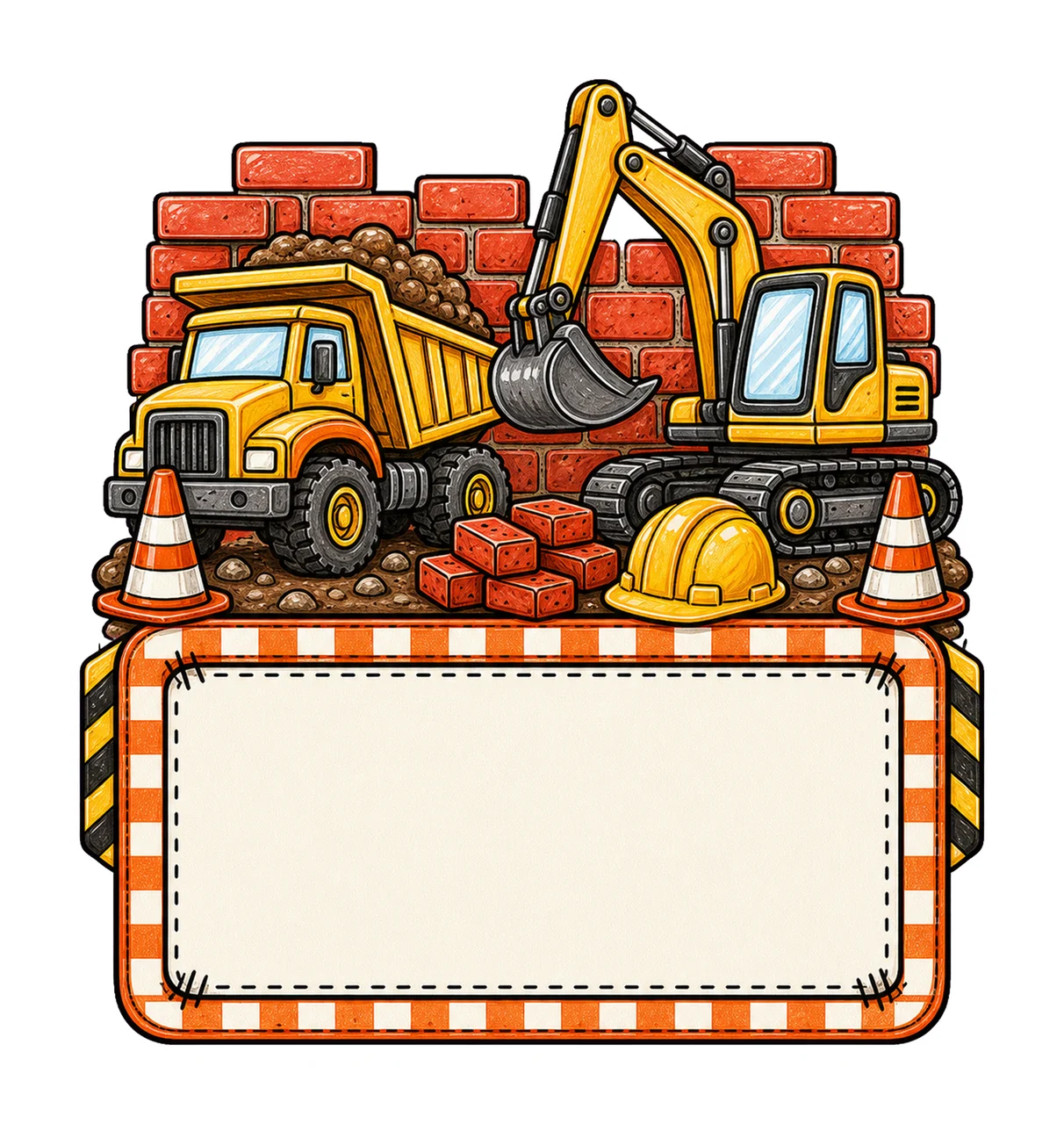 Construction Name Plate Kids Name Plate Design Variation F