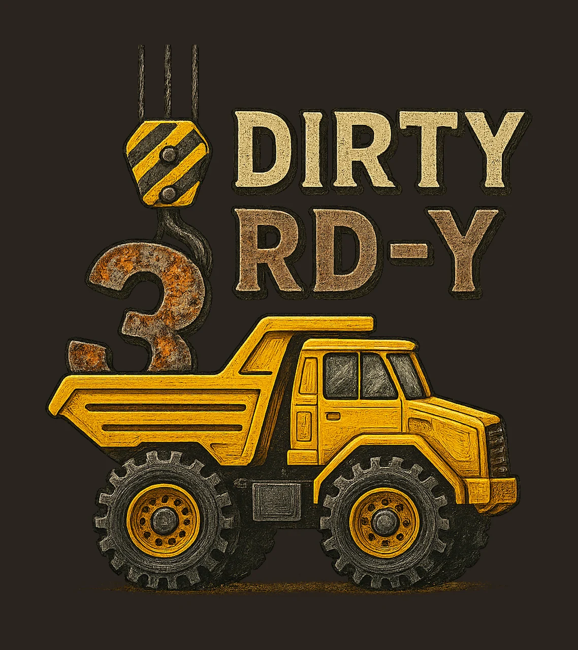 Dirty 3rd Birthday Construction Truck Design Kids Party contrast preview thumbnail