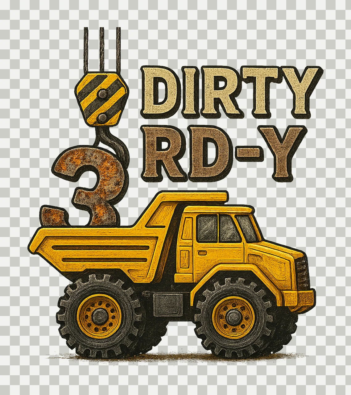 Dirty 3rd Birthday Construction Truck Design Kids Party transparency and detail preview thumbnail