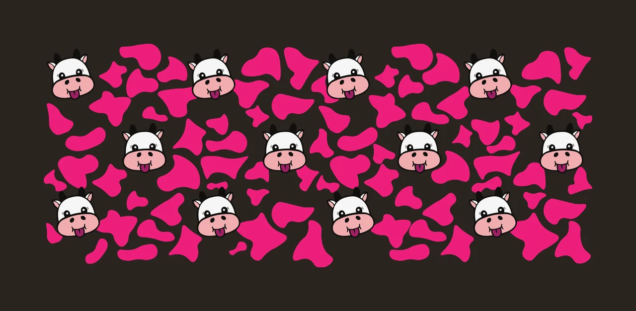 Cow Can Glass Wrap Spots Pattern With Animal head icons Variation contrast preview thumbnail