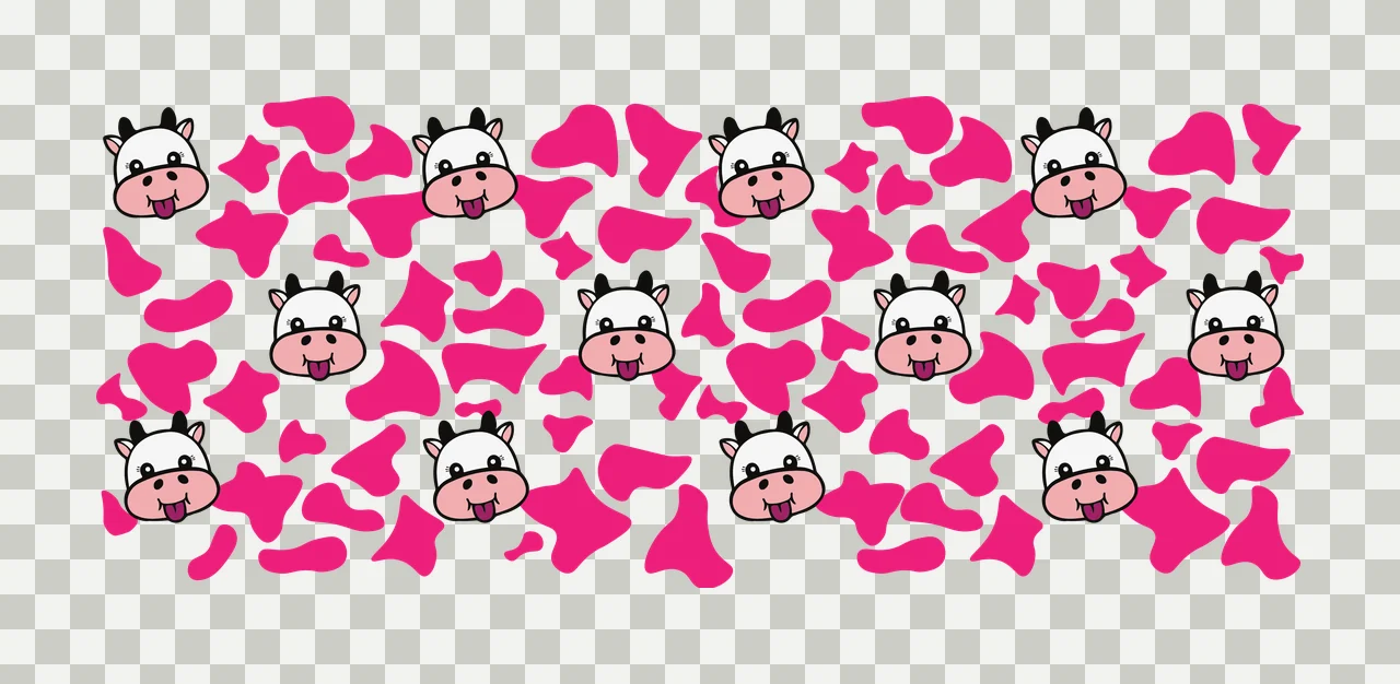 Cow Can Glass Wrap Spots Pattern With Animal head icons Variation transparency and detail preview thumbnail