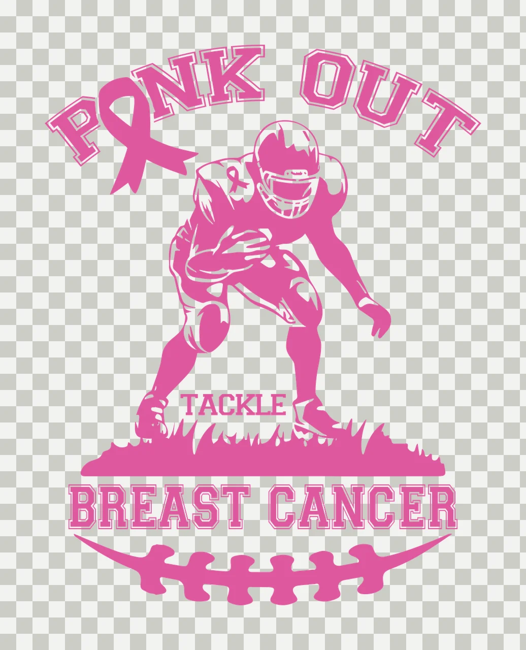Cancer Football Tackle Breast Player Graphic ribbon monochrome transparency and detail preview thumbnail