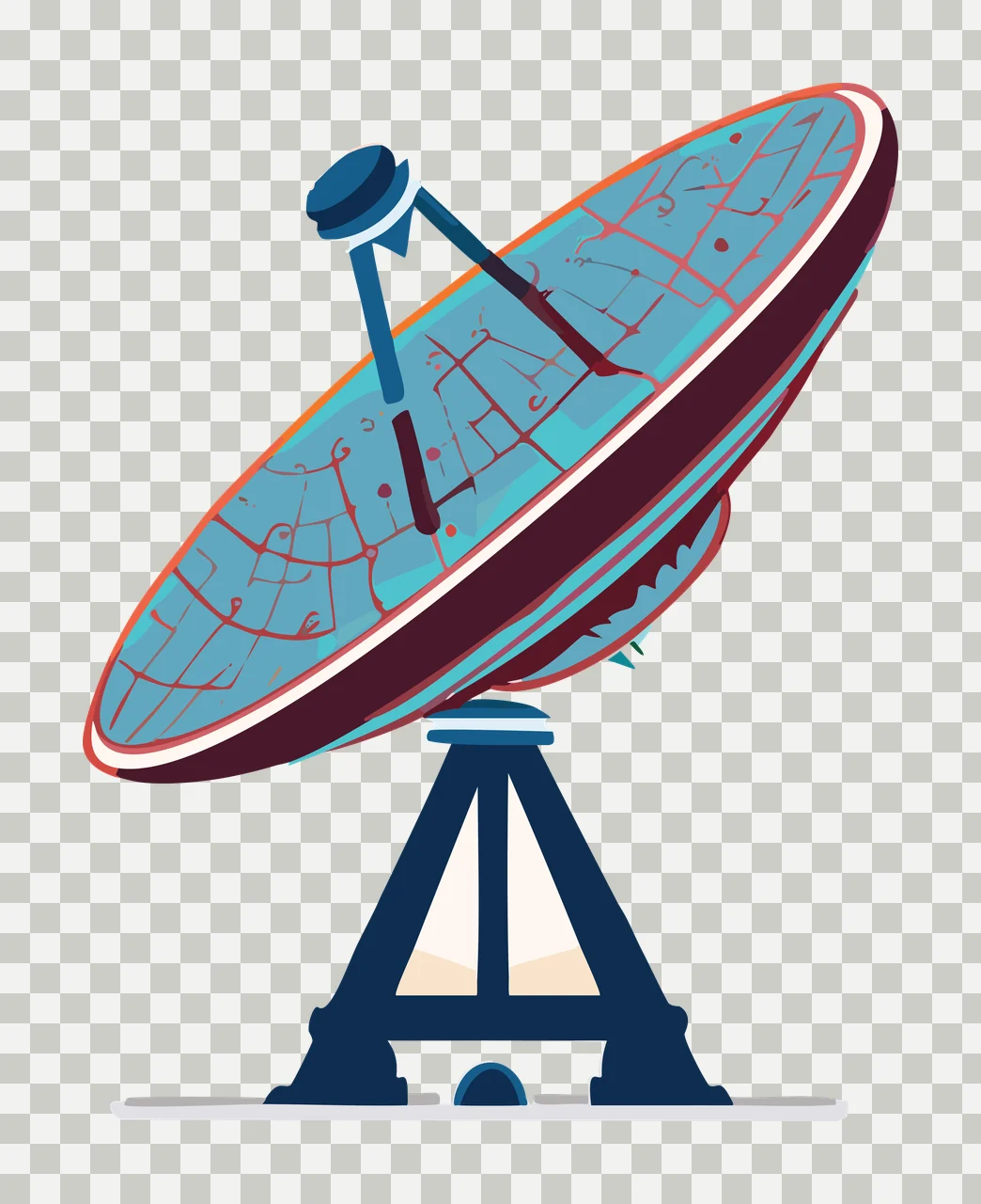 Space Satellite Dish Communication Antenna Silhouette stand transparency and detail preview thumbnail