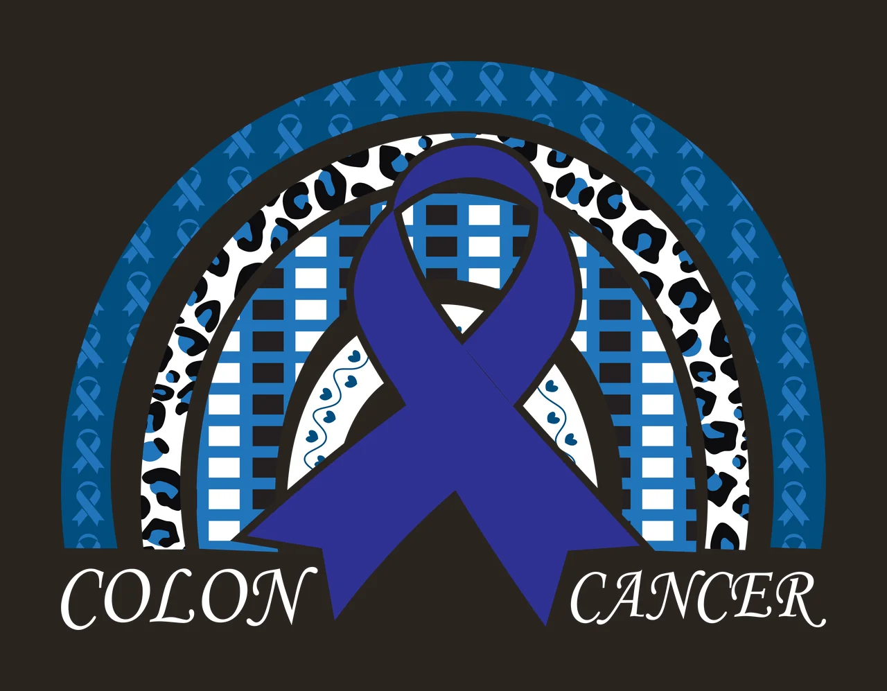 Colon Cancer Awareness Ribbon Rainbow black white arch monochrome contrast preview thumbnail