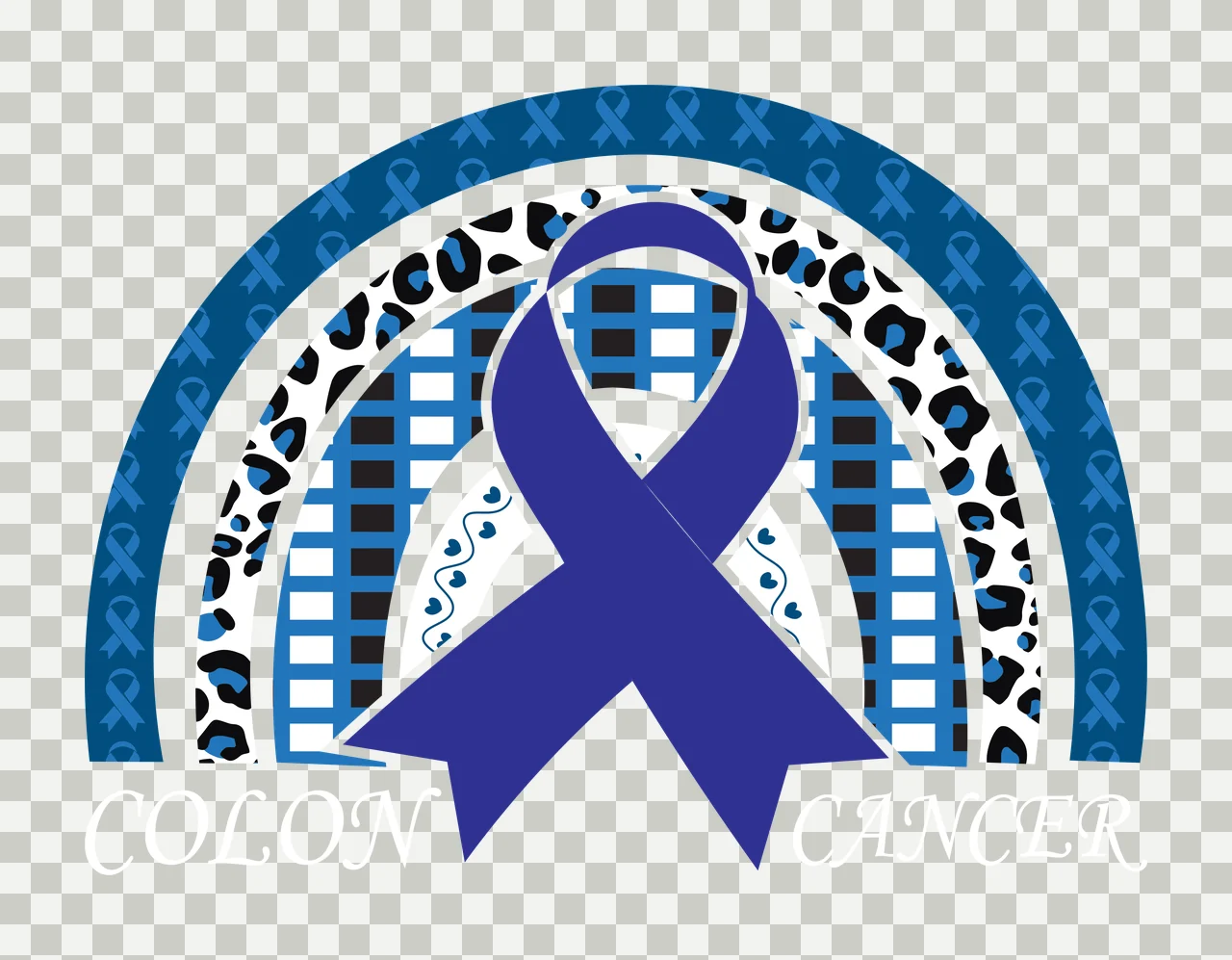Colon Cancer Awareness Ribbon Rainbow black white arch monochrome transparency and detail preview thumbnail
