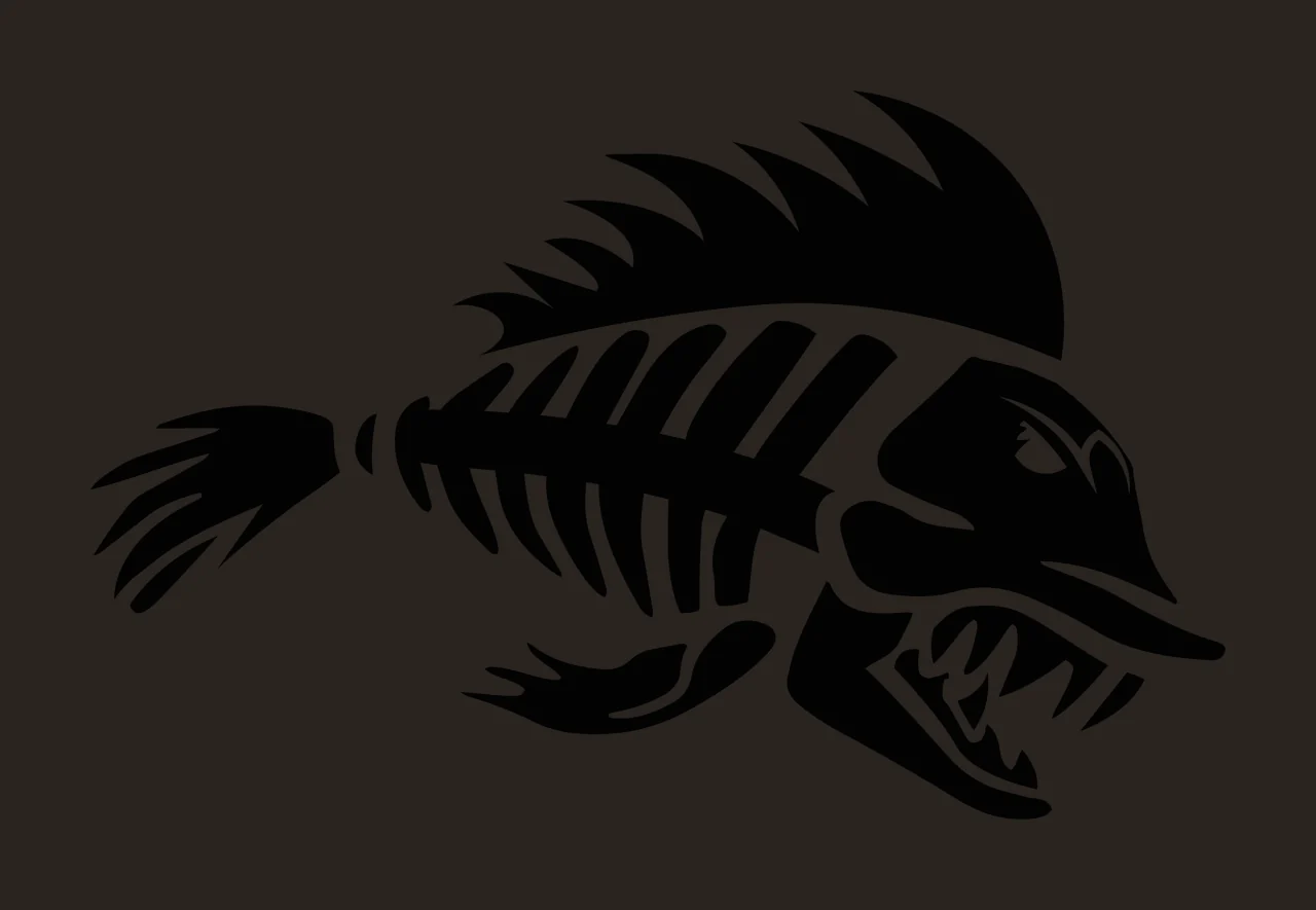 Bones Graphic Silhouette Of A Fish Skeleton swimming bone teeth contrast preview thumbnail