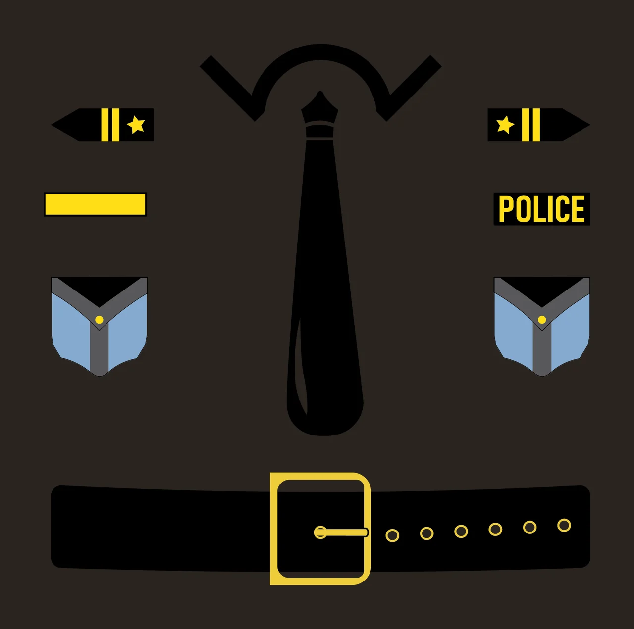 Uniform Items Arranged Display With Epaulets And Badge contrast preview thumbnail