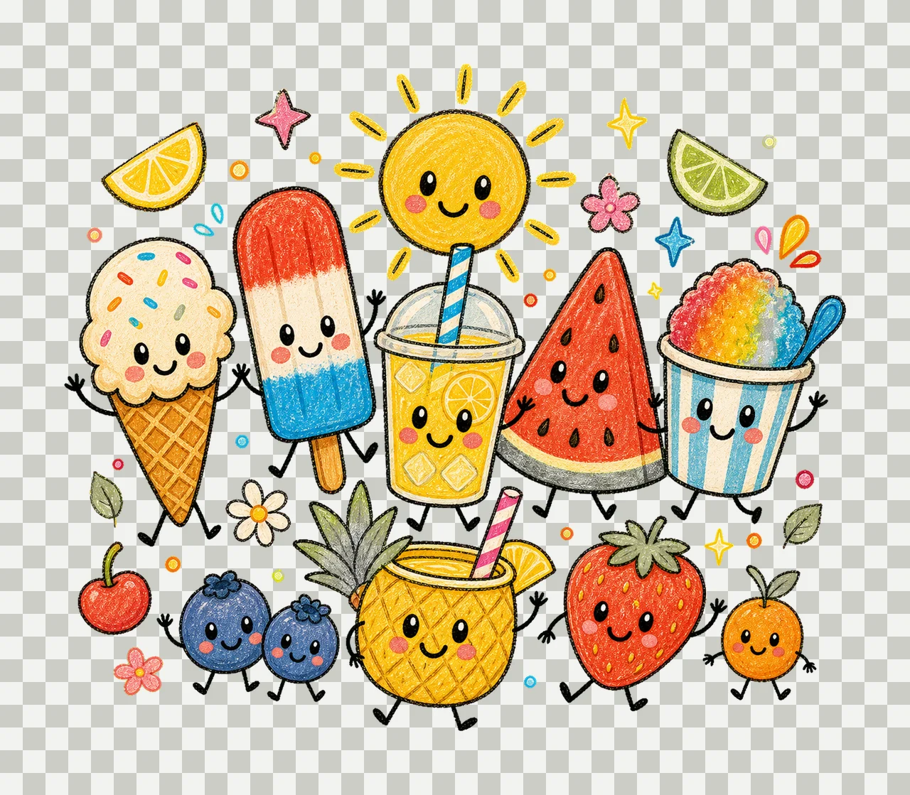 summer snacks 04 cozy crayon sublimation instant shirt transparency and detail preview thumbnail