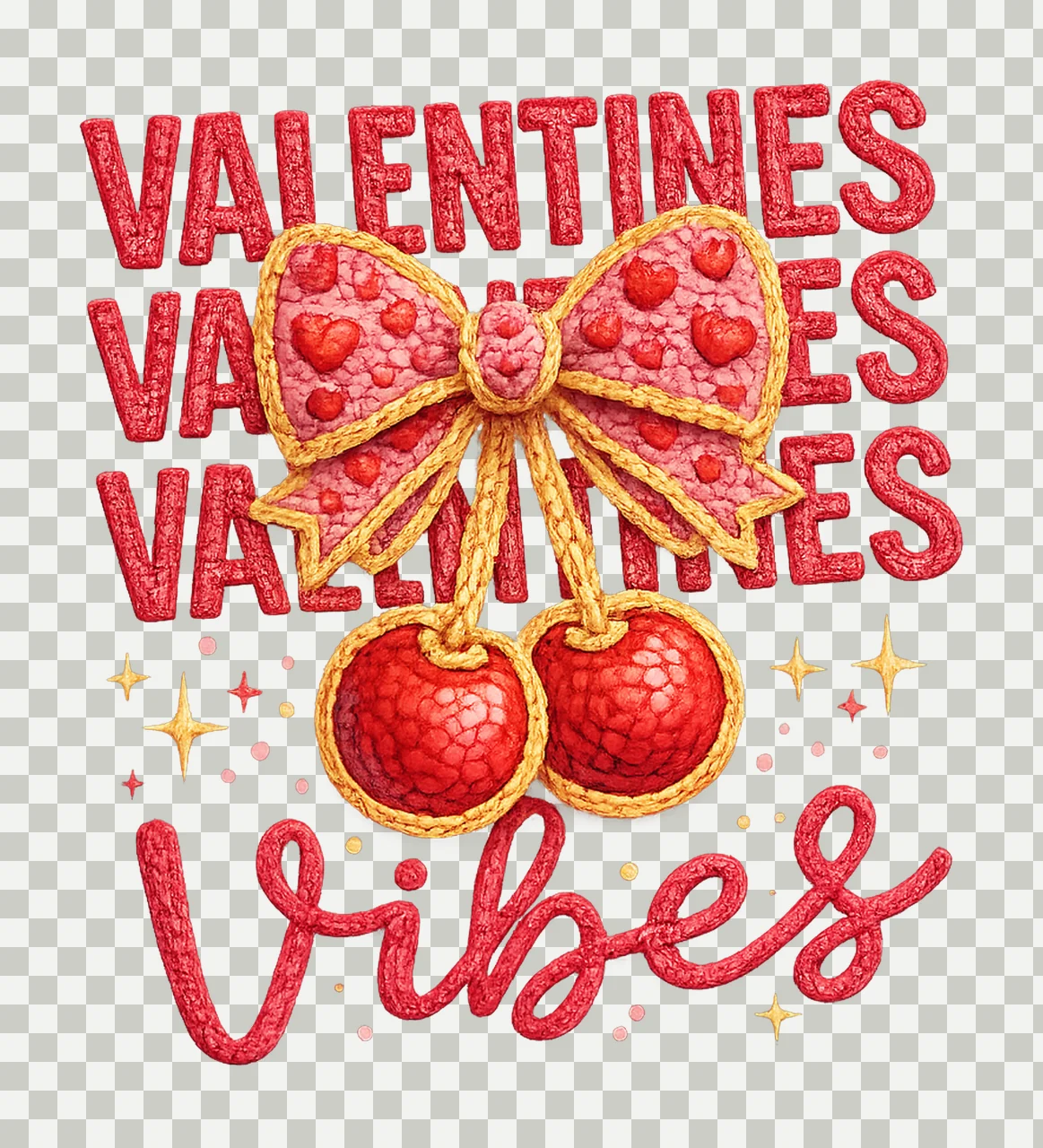 Latch Hook Yarn Crochet Valentines Vibes Colorful Cherry Bow transparency and detail preview thumbnail