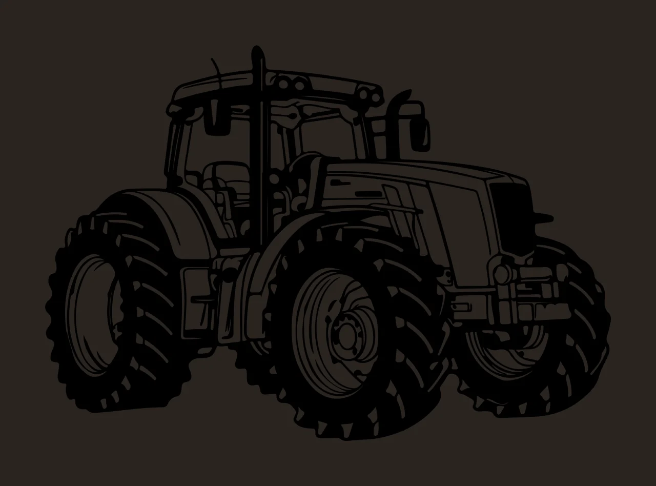 Large Agricultural Tractor Vehicle Silhouette wheels cabin contrast preview thumbnail