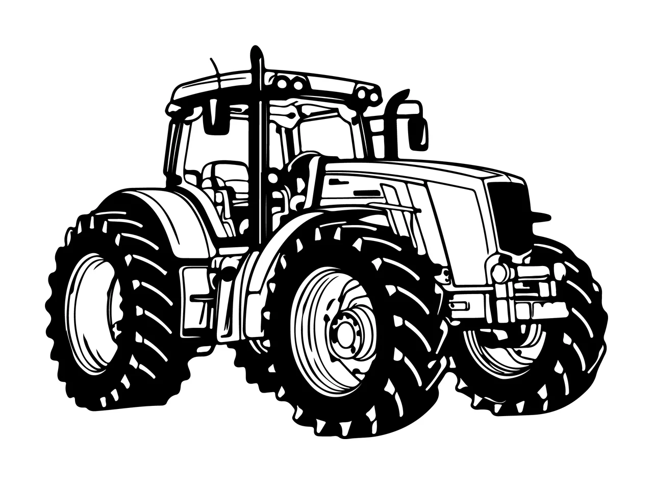 Large Agricultural Tractor Vehicle Silhouette wheels cabin