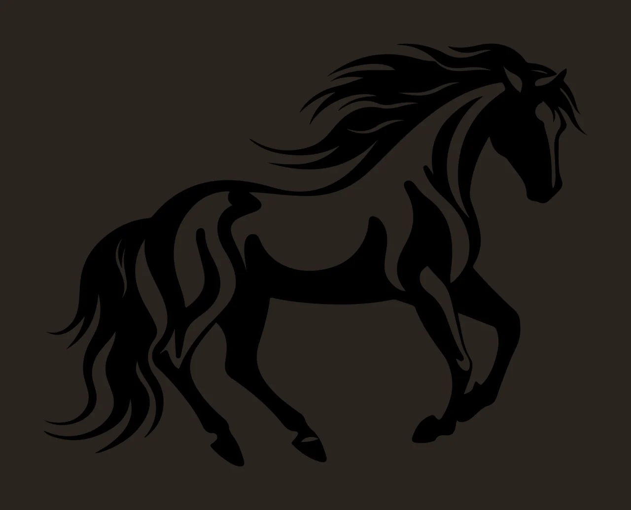 Horse With Mane And Tail In Black contrast preview thumbnail