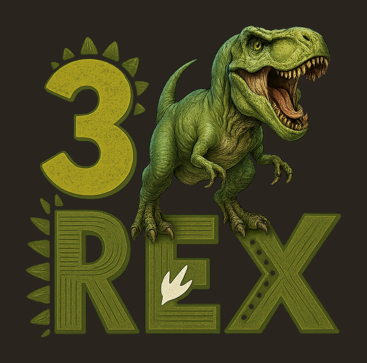 Rex Dinosaur Three Rex Birthday Design Dino Sublimation contrast preview thumbnail