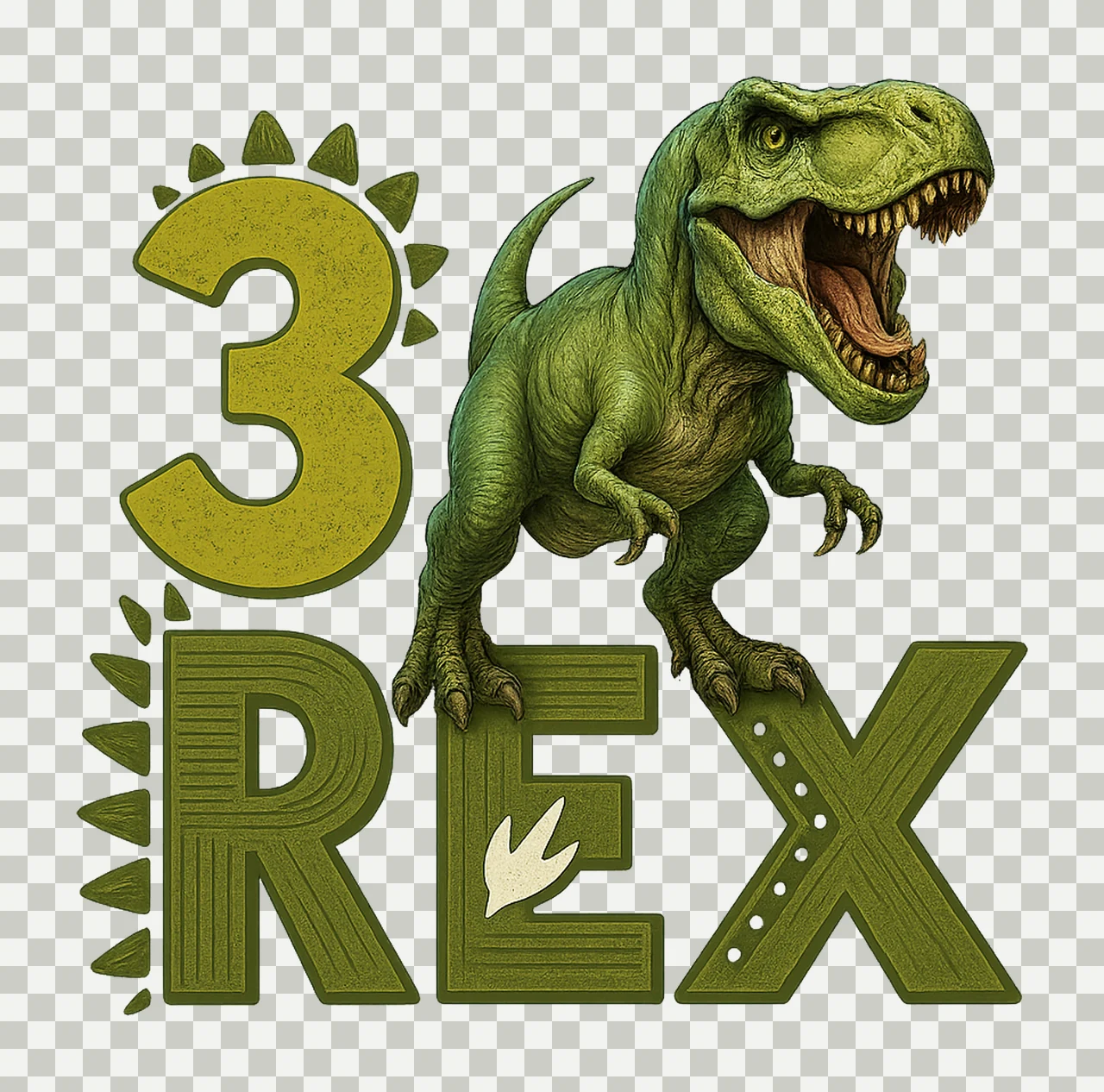 Rex Dinosaur Three Rex Birthday Design Dino Sublimation transparency and detail preview thumbnail
