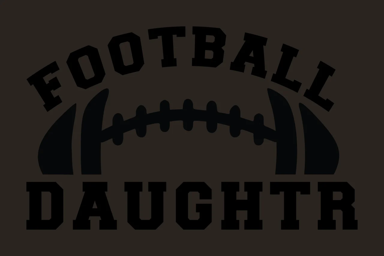 Football Daughtr Text Graphic With Oval Ball Silhouette black contrast preview thumbnail