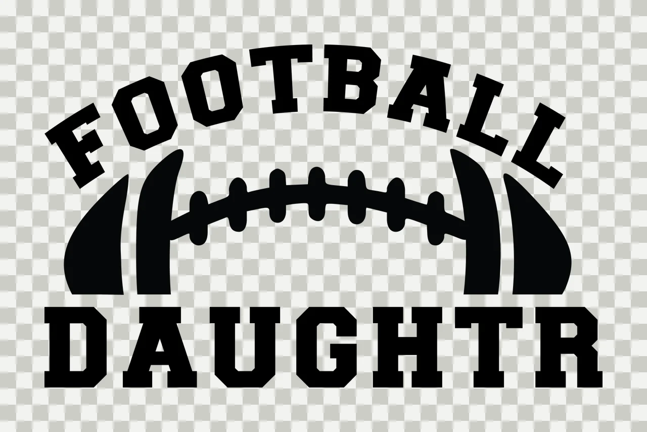 Football Daughtr Text Graphic With Oval Ball Silhouette black transparency and detail preview thumbnail
