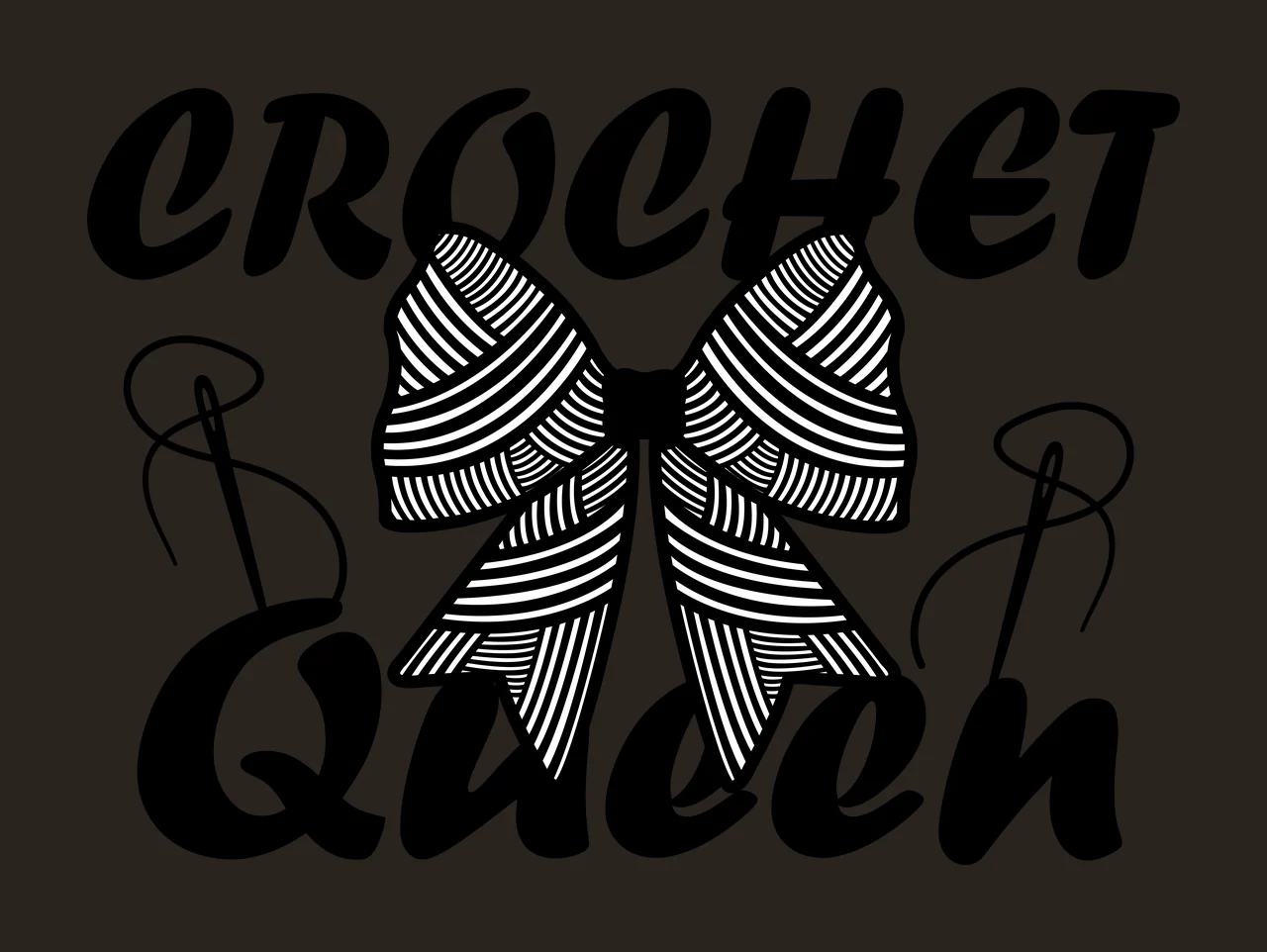 Crochet Bow And Needle Graphic decorated yarn minimalist silhouette contrast preview thumbnail