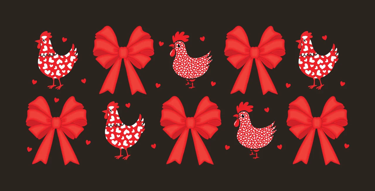 Bow Chicken Silhouettes With Ties tie heart silhouette black contrast preview thumbnail