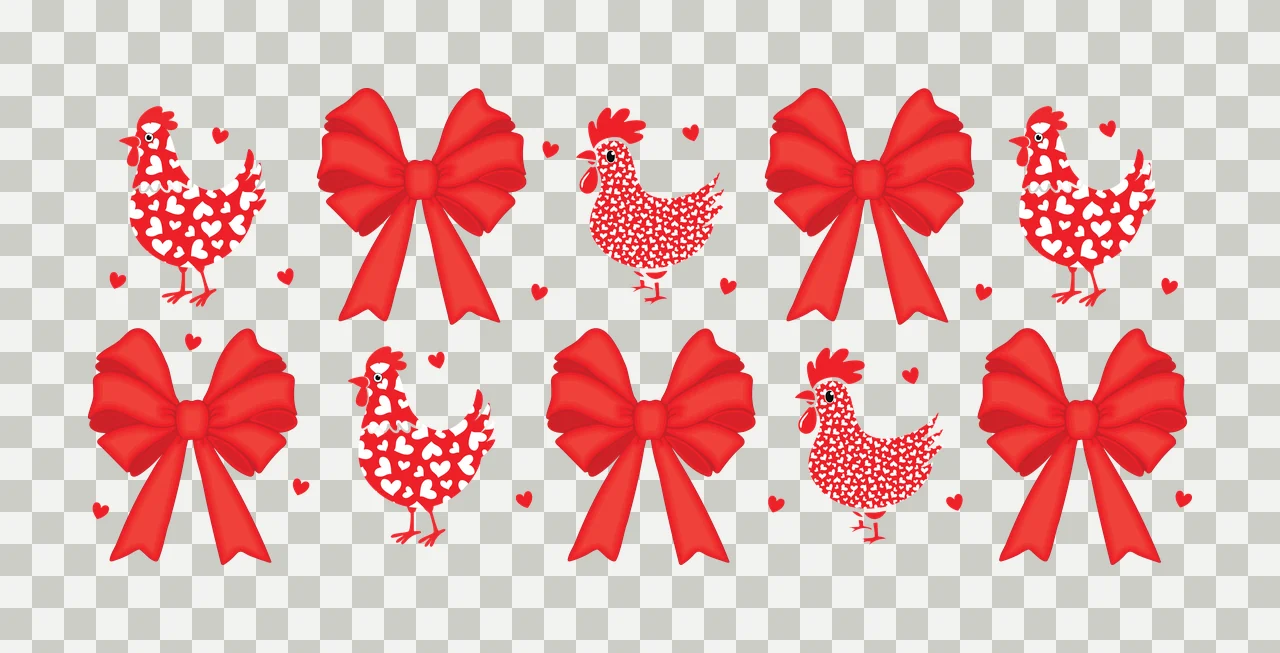 Bow Chicken Silhouettes With Ties tie heart silhouette black transparency and detail preview thumbnail