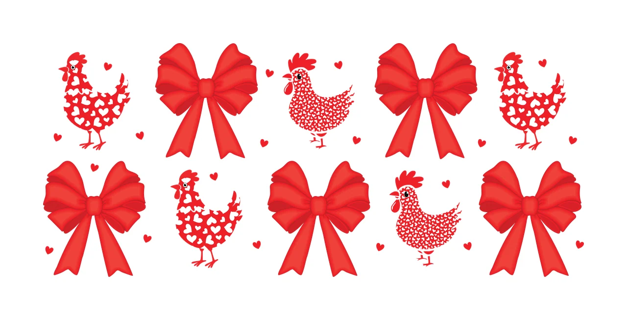 Bow Chicken Silhouettes With Ties tie heart silhouette black