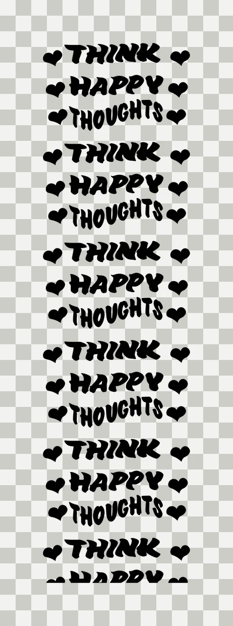 Think Happy Thoughts Text With Hearts repeating typographic pattern transparency and detail preview thumbnail