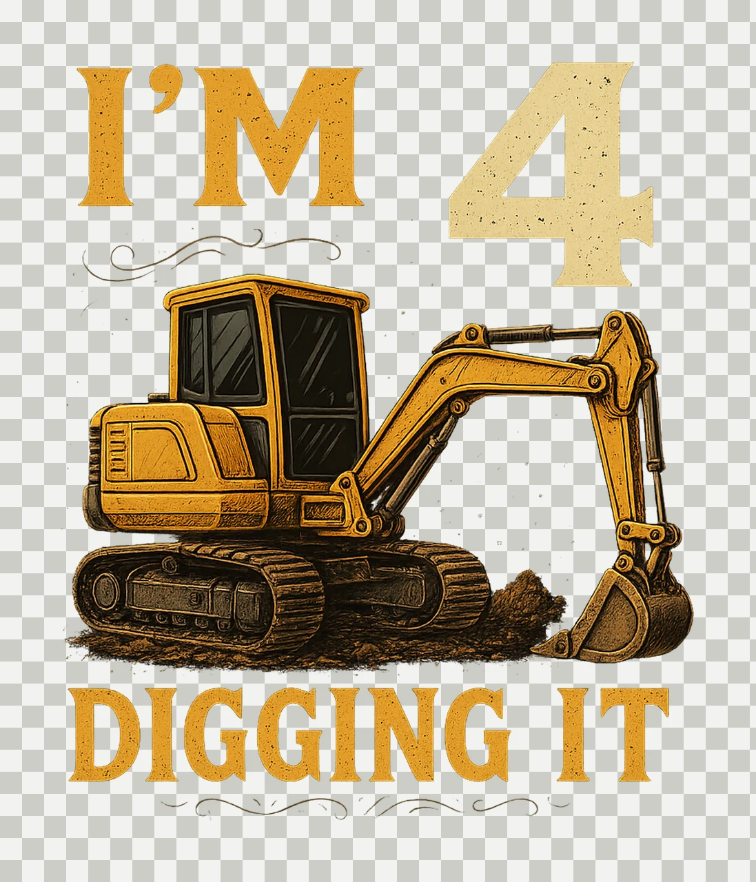 4th Birthday Boy Artwork and Digging It Construction Truck transparency and detail preview thumbnail