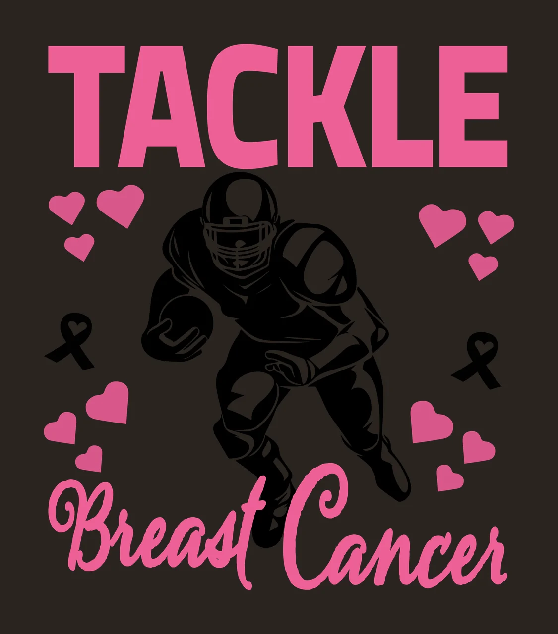Cancer Football T A C K L E Breast player running hearts ribbon contrast preview thumbnail