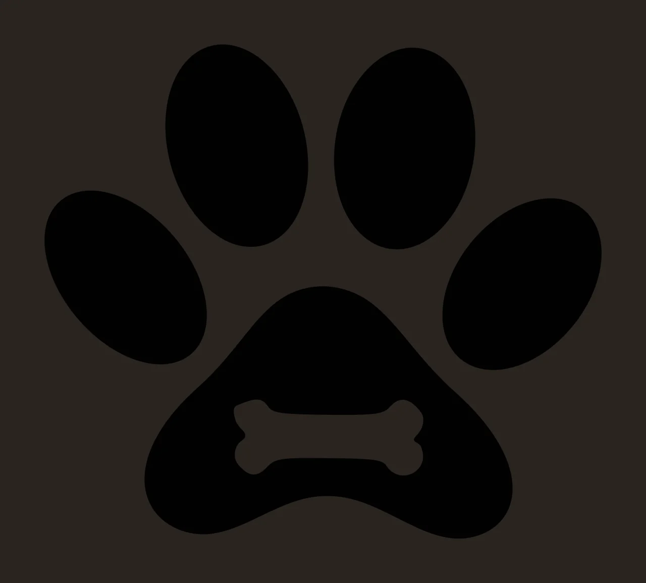 Paw print with bone Illustration with black paw print and white bone contrast preview thumbnail