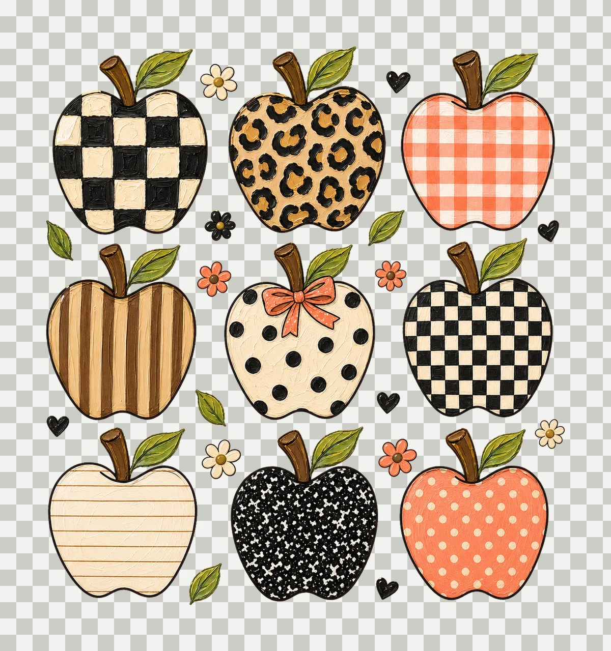 Teacher Mom Leopard Apple Back To School Teacher Variation A transparency and detail preview thumbnail