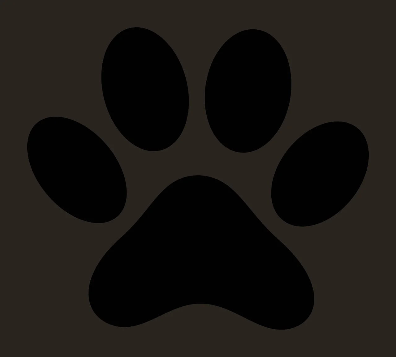 Paw print silhouette Illustration with four oval pads and one large central pad in black and white contrast preview thumbnail