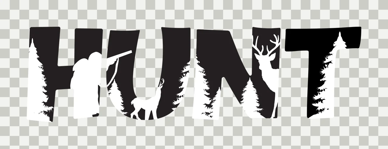 Hunt Text Silhouette Outdoor Theme deer trees person black transparency and detail preview thumbnail