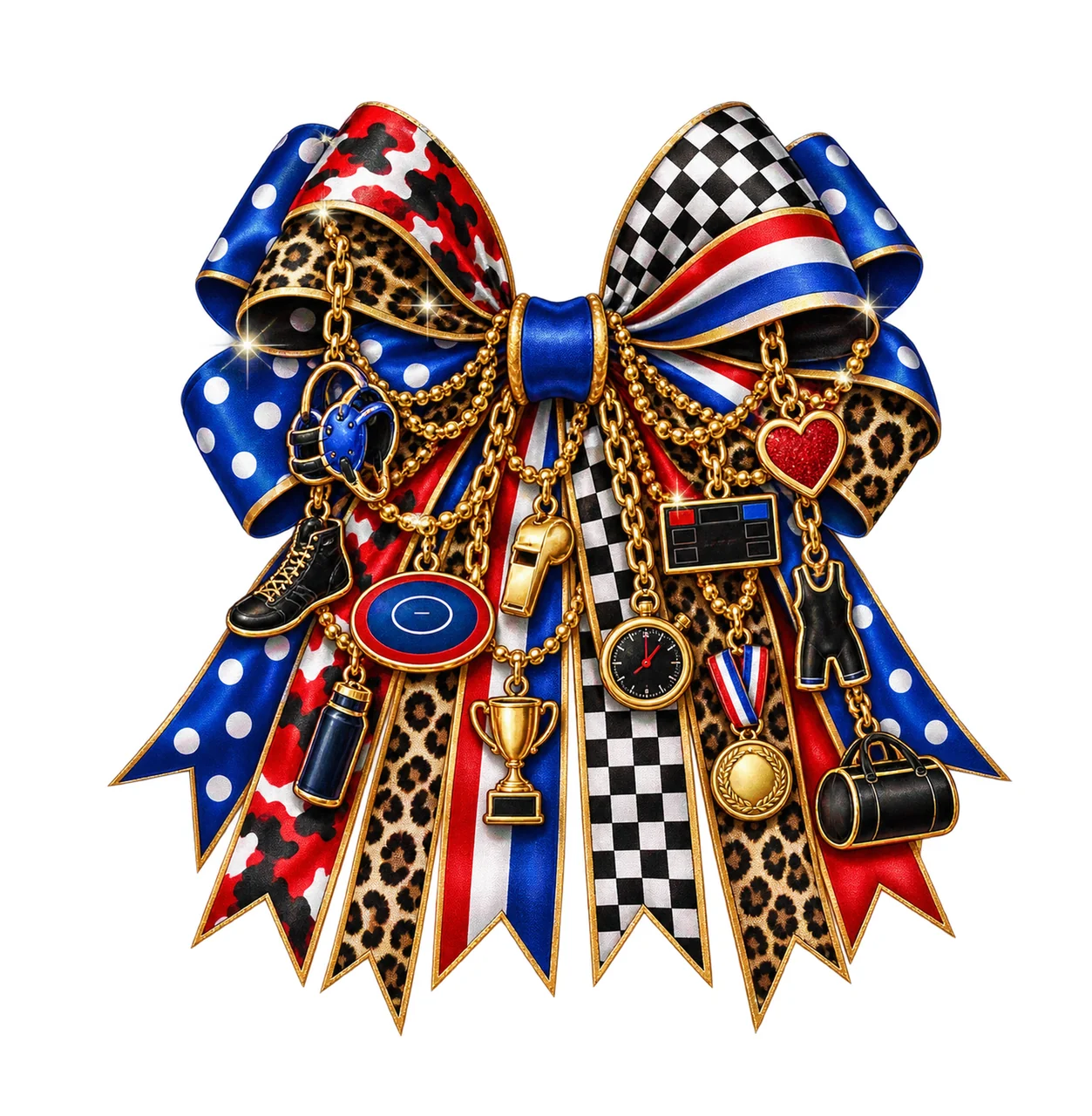 Wrestling Mom Bow Charm PNG, Themed Gold Chain Charms, Coquette Ribbon Sublimation Design, Transparent Digital Download