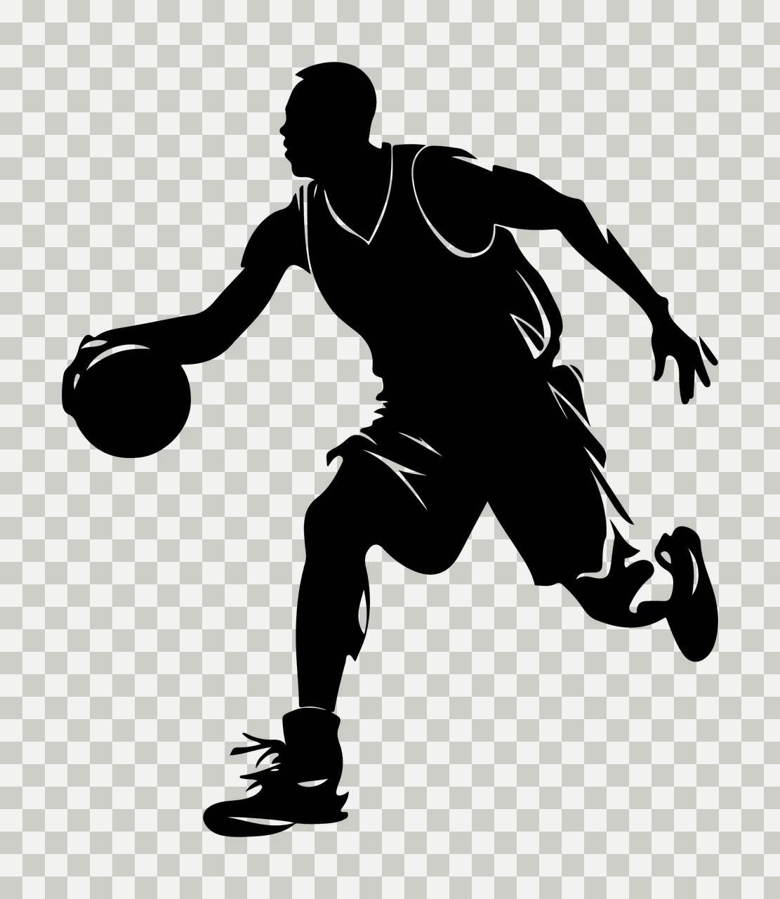 Player Basketball Dribbling Ball Silhouette black Plain sports transparency and detail preview thumbnail
